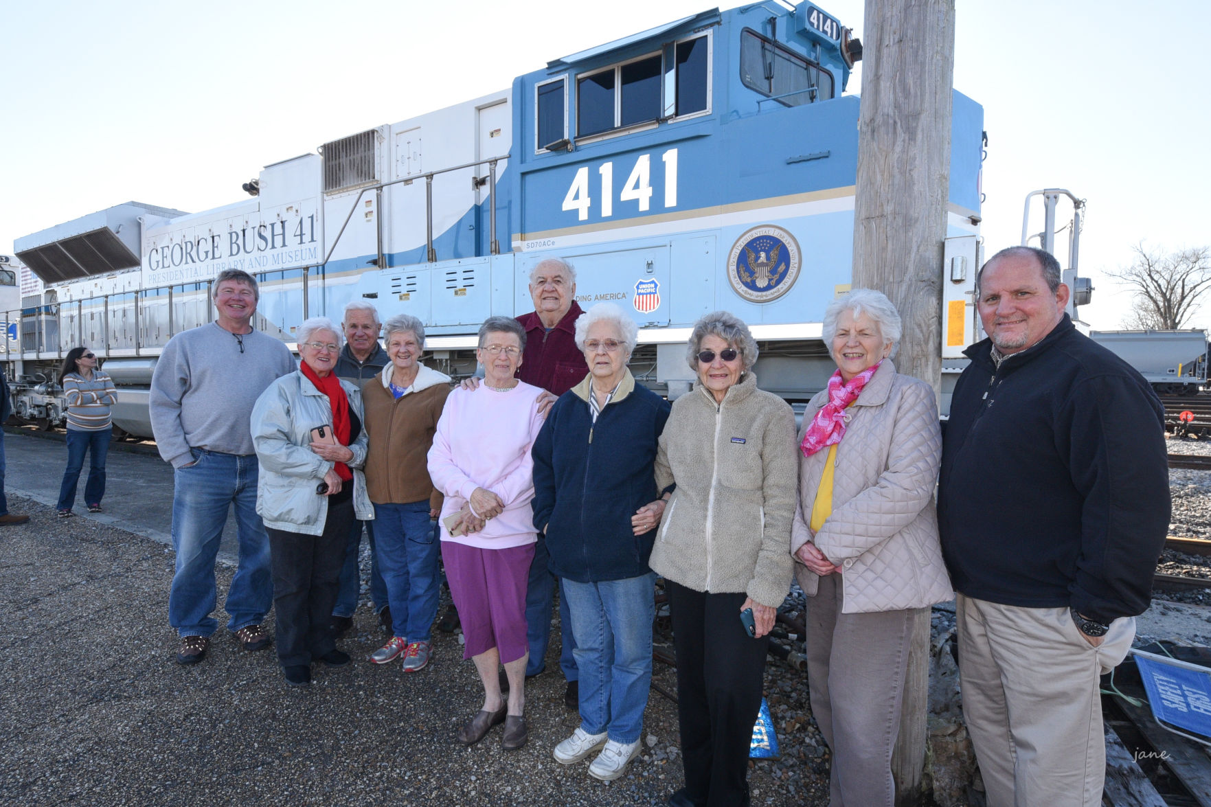 Addis Historical society with the train